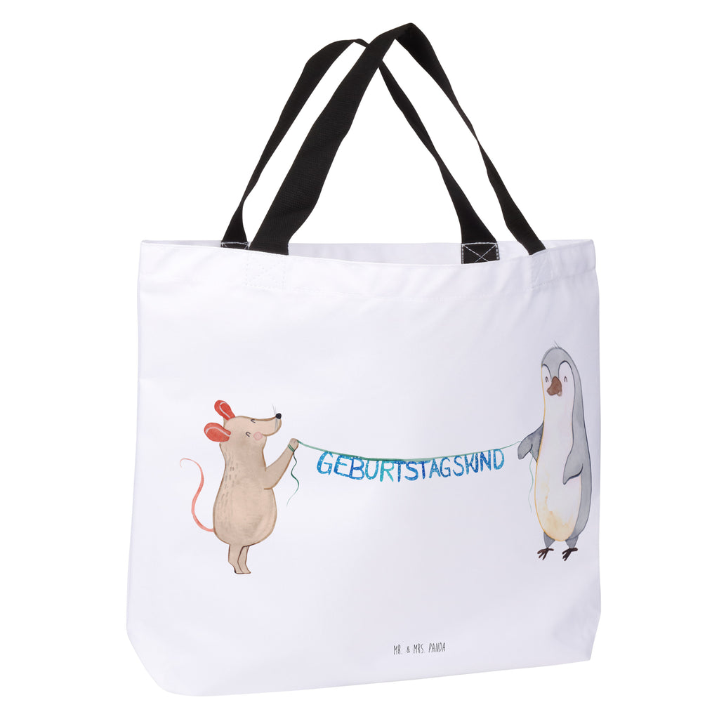 Shopper Maus Pinguin Geburtstag Beutel, Einkaufstasche, Tasche, Strandtasche, Einkaufsbeutel, Shopper, Schultasche, Freizeittasche, Tragebeutel, Schulbeutel, Alltagstasche, Geburtstag, Geburtstagsgeschenk, Geschenk, Maus, Pinguin, Geburtstage, Happy Birthday, Geburtstagsfeier