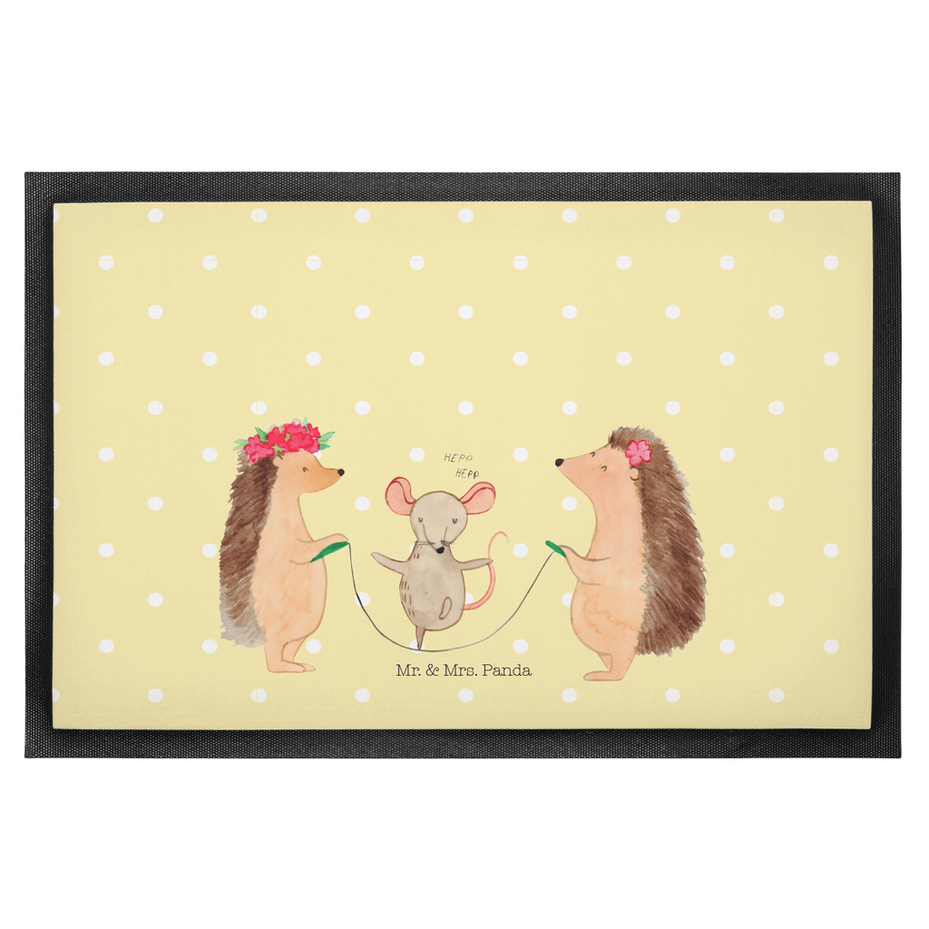 Fußmatte Igel Seilhüpfen Igel, Maus, Seilspringen, Seilhüpfen, Kinder, Kindergarten Türvorleger, Schmutzmatte, Fußabtreter, Matte, Schmutzfänger, Fußabstreifer, Schmutzfangmatte, Türmatte, Motivfußmatte,  Haustürmatte, Vorleger  süße Tiermotive, gute Laune, lustige Sprüche, Tiere