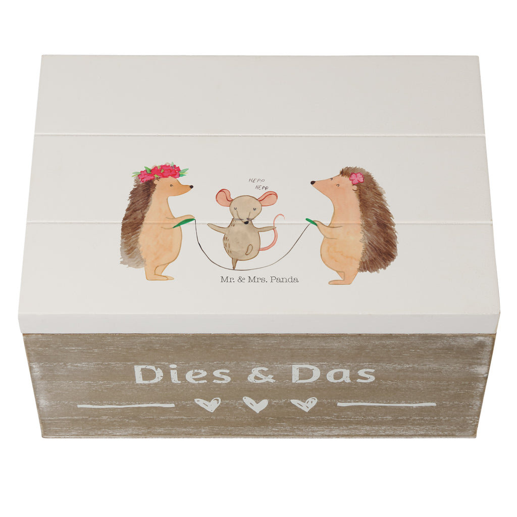 Holzkiste Igel Seilhüpfen Holzkiste, Kiste, Schatzkiste, Truhe, Schatulle, XXL, Erinnerungsbox, Erinnerungskiste, Dekokiste, Aufbewahrungsbox, Tiermotive, Gute Laune, lustige Sprüche, Tiere, Igel, Maus, Seilspringen, Seilhüpfen, Kinder, Kindergarten