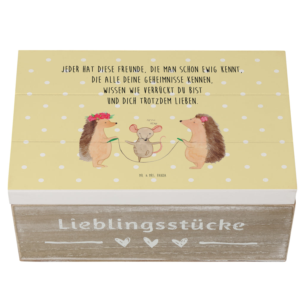 Holzkiste Igel Seilhüpfen Holzkiste, Kiste, Schatzkiste, Truhe, Schatulle, XXL, Erinnerungsbox, Erinnerungskiste, Dekokiste, Aufbewahrungsbox, Tiermotive, Gute Laune, lustige Sprüche, Tiere, Igel, Maus, Seilspringen, Seilhüpfen, Kinder, Kindergarten