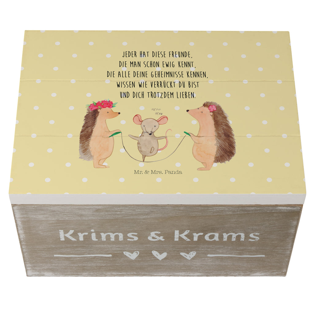 Holzkiste Igel Seilhüpfen Holzkiste, Kiste, Schatzkiste, Truhe, Schatulle, XXL, Erinnerungsbox, Erinnerungskiste, Dekokiste, Aufbewahrungsbox, Tiermotive, Gute Laune, lustige Sprüche, Tiere, Igel, Maus, Seilspringen, Seilhüpfen, Kinder, Kindergarten