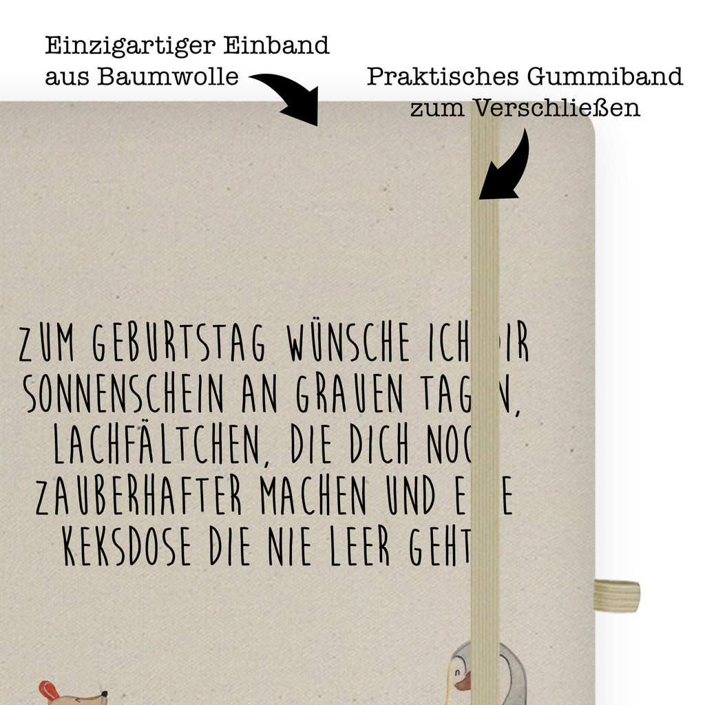 DIN A5 Baumwoll Notizbuch Maus Pinguin Geburtstag Notizen, Eintragebuch, Tagebuch, Notizblock, Adressbuch, Journal, Kladde, Skizzenbuch, Notizheft, Schreibbuch, Schreibheft, Geburtstag, Geburtstagsgeschenk, Geschenk, Maus, Pinguin, Geburtstage, Happy Birthday, Geburtstagsfeier
