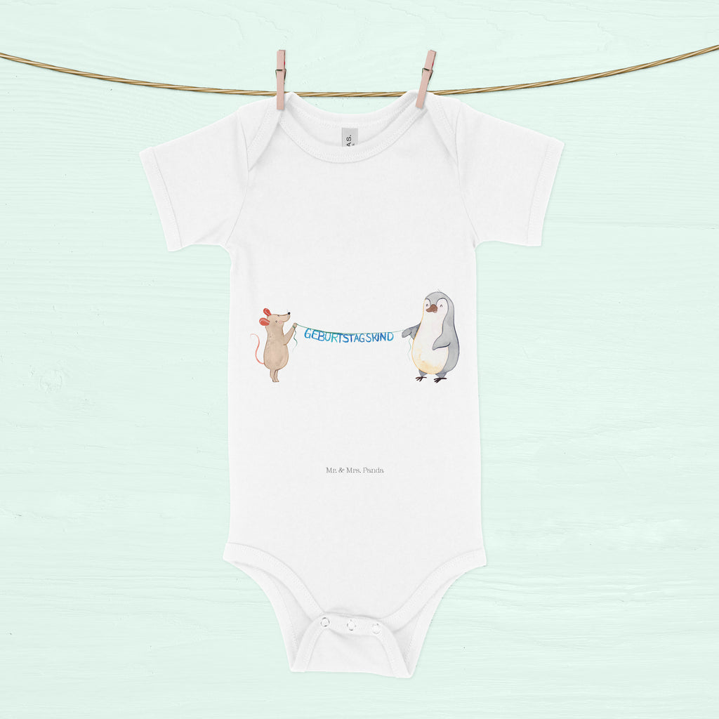 Organic Baby Body Maus Pinguin Geburtstag Babykleidung, Babystrampler, Strampler, Wickelbody, Baby Erstausstattung, Junge, Mädchen, Geburtstag, Geburtstagsgeschenk, Geschenk, Maus, Pinguin, Geburtstage, Happy Birthday, Geburtstagsfeier
