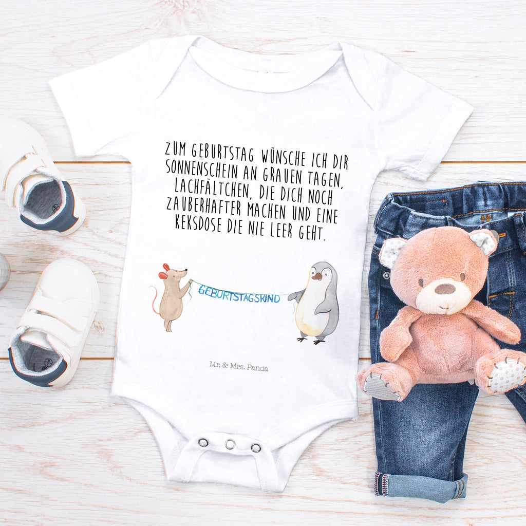 Organic Baby Body Maus Pinguin Geburtstag Babykleidung, Babystrampler, Strampler, Wickelbody, Baby Erstausstattung, Junge, Mädchen, Geburtstag, Geburtstagsgeschenk, Geschenk, Maus, Pinguin, Geburtstage, Happy Birthday, Geburtstagsfeier