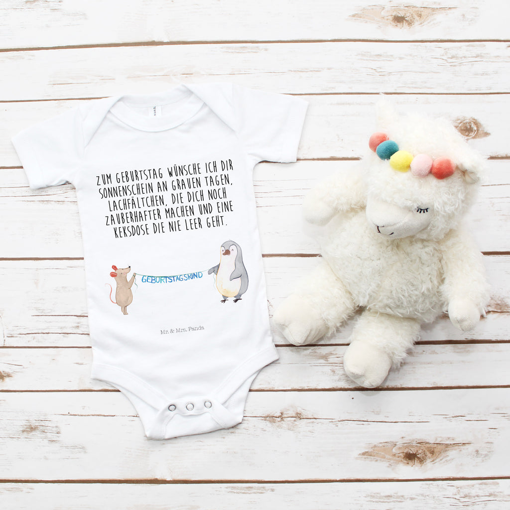 Organic Baby Body Maus Pinguin Geburtstag Babykleidung, Babystrampler, Strampler, Wickelbody, Baby Erstausstattung, Junge, Mädchen, Geburtstag, Geburtstagsgeschenk, Geschenk, Maus, Pinguin, Geburtstage, Happy Birthday, Geburtstagsfeier
