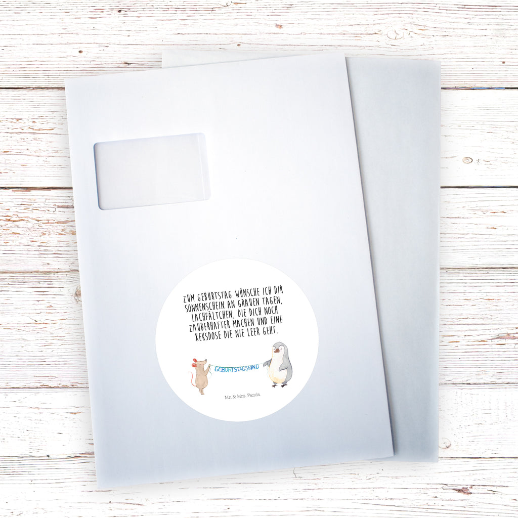 120mm Rund Aufkleber Maus Pinguin Geburtstag Sticker, Aufkleber, Etikett, Kinder, rund, Geburtstag, Geburtstagsgeschenk, Geschenk, Maus, Pinguin, Geburtstage, Happy Birthday, Geburtstagsfeier