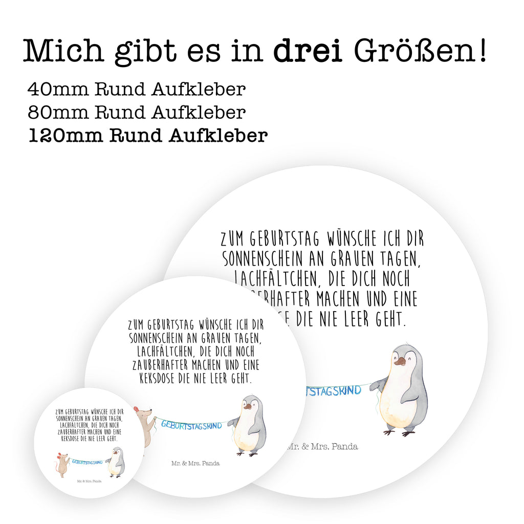 120mm Rund Aufkleber Maus Pinguin Geburtstag Sticker, Aufkleber, Etikett, Kinder, rund, Geburtstag, Geburtstagsgeschenk, Geschenk, Maus, Pinguin, Geburtstage, Happy Birthday, Geburtstagsfeier