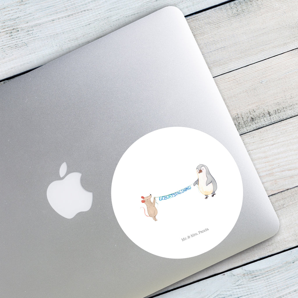 120mm Rund Aufkleber Maus Pinguin Geburtstag Sticker, Aufkleber, Etikett, Kinder, rund, Geburtstag, Geburtstagsgeschenk, Geschenk, Maus, Pinguin, Geburtstage, Happy Birthday, Geburtstagsfeier