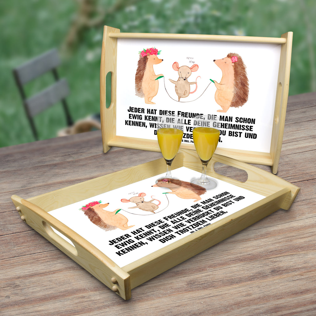 Serviertablett Igel Seilhüpfen Tablett, Holztablett, Küchentablett, Dekotablett, Frühstückstablett, Tiermotive, Gute Laune, lustige Sprüche, Tiere, Igel, Maus, Seilspringen, Seilhüpfen, Kinder, Kindergarten