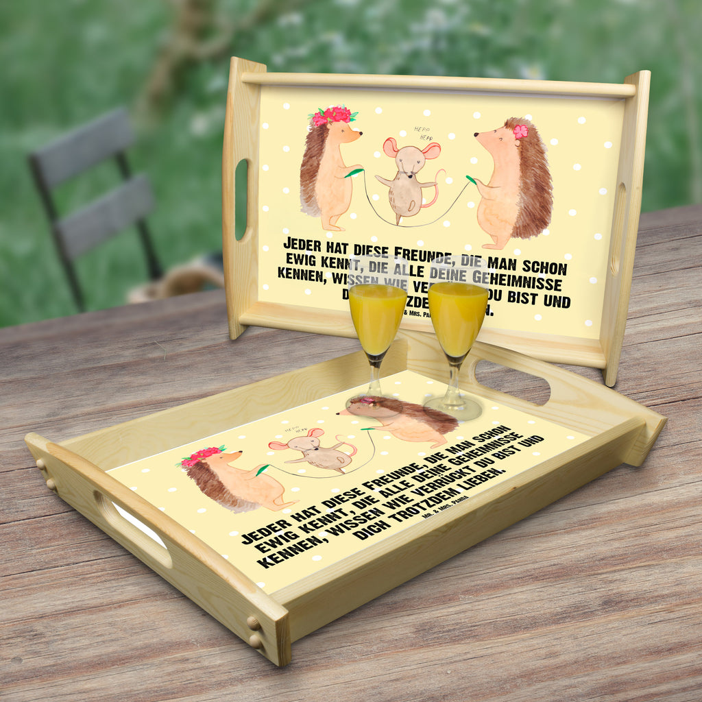 Serviertablett Igel Seilhüpfen Tablett, Holztablett, Küchentablett, Dekotablett, Frühstückstablett, Tiermotive, Gute Laune, lustige Sprüche, Tiere, Igel, Maus, Seilspringen, Seilhüpfen, Kinder, Kindergarten