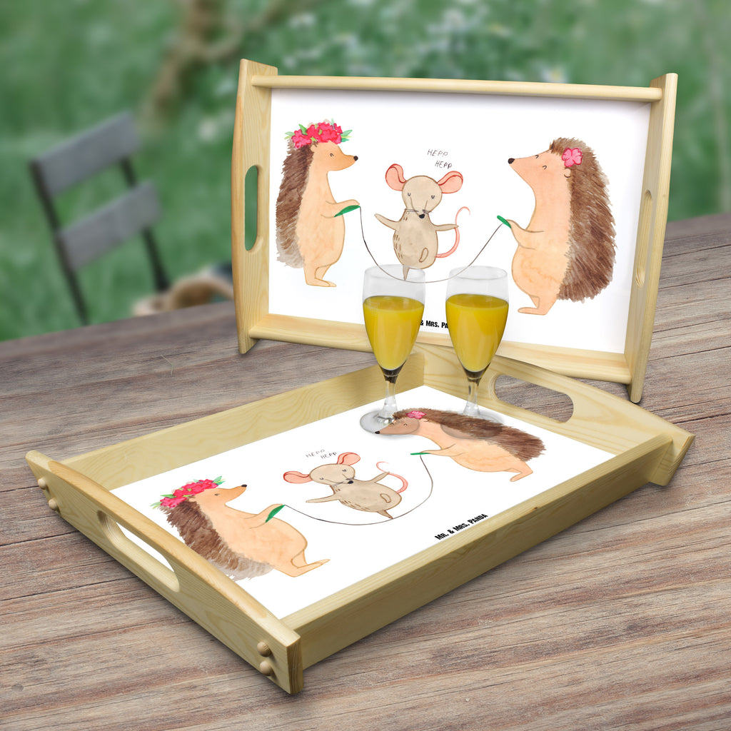 Serviertablett Igel Seilhüpfen Tablett, Holztablett, Küchentablett, Dekotablett, Frühstückstablett, Tiermotive, Gute Laune, lustige Sprüche, Tiere, Igel, Maus, Seilspringen, Seilhüpfen, Kinder, Kindergarten