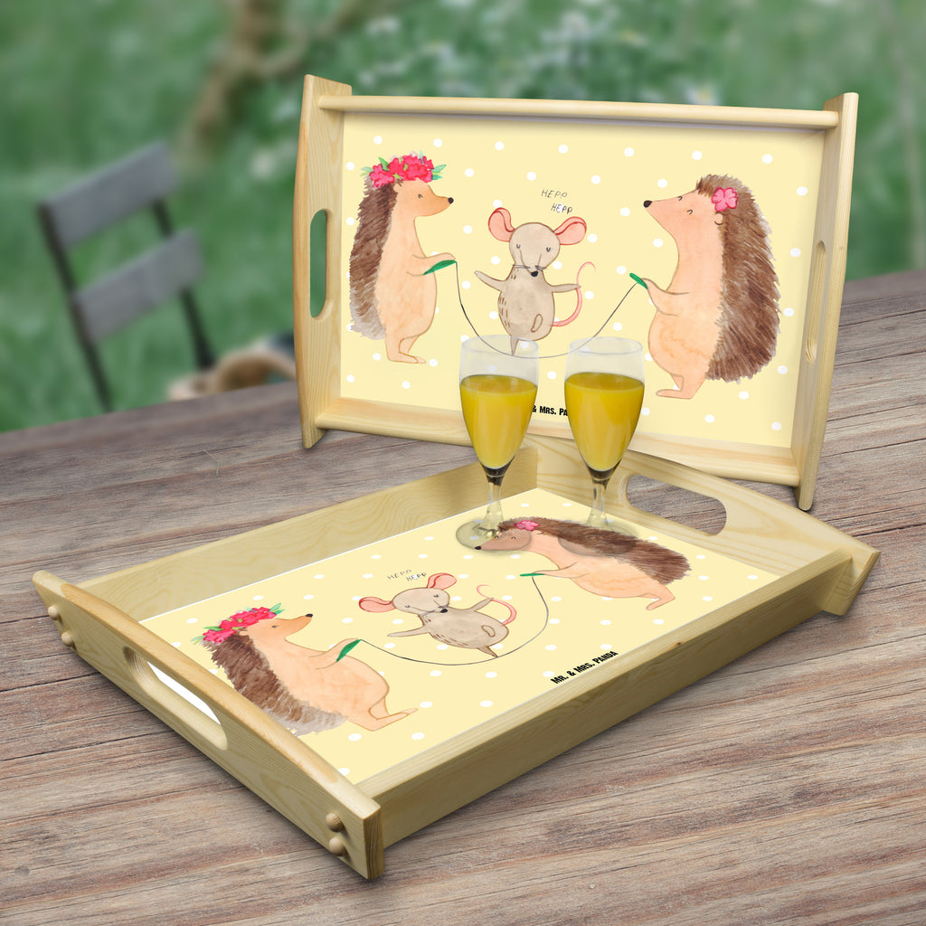 Serviertablett Igel Seilhüpfen Tablett, Holztablett, Küchentablett, Dekotablett, Frühstückstablett, Tiermotive, Gute Laune, lustige Sprüche, Tiere, Igel, Maus, Seilspringen, Seilhüpfen, Kinder, Kindergarten