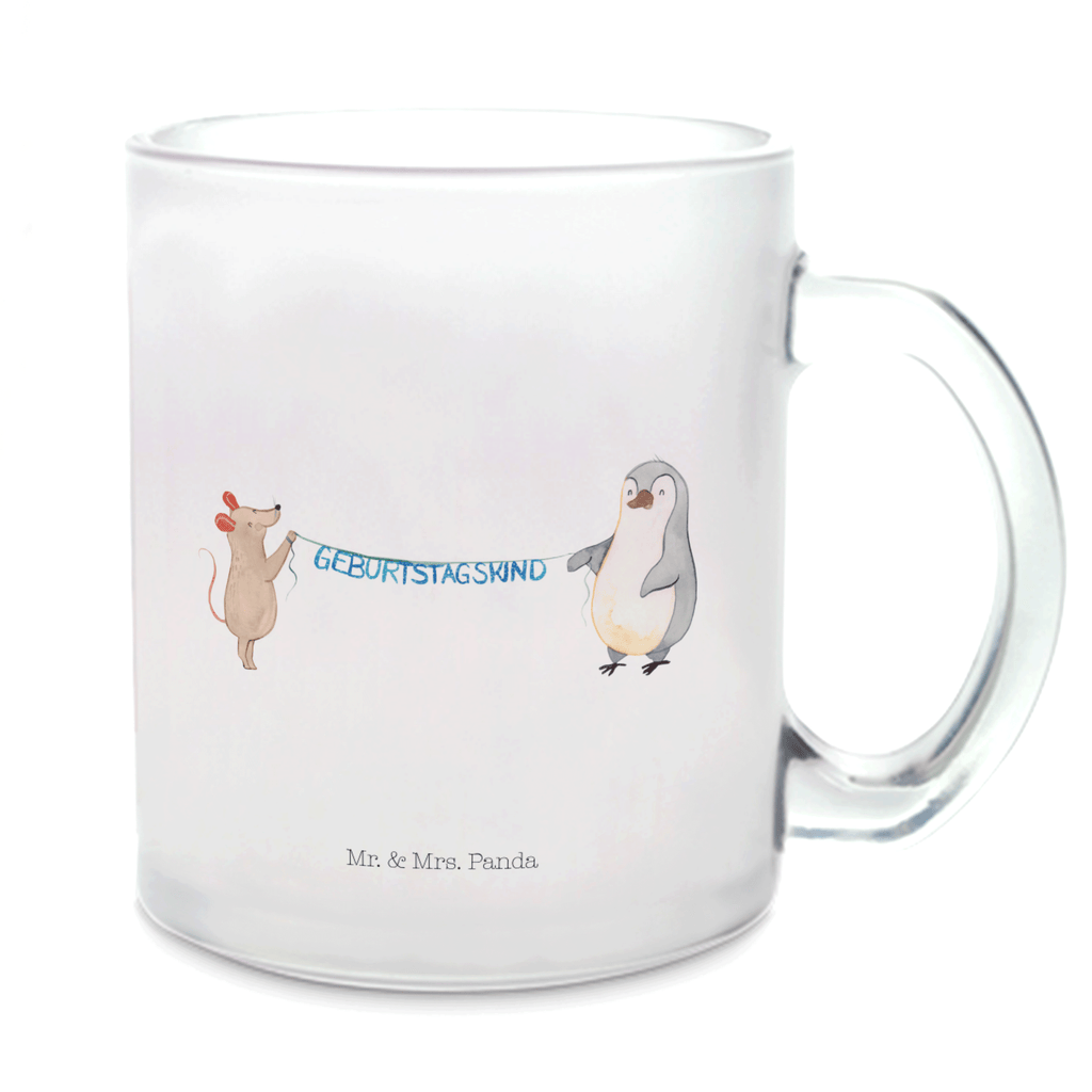 Teetasse Maus Pinguin Geburtstag Teetasse, Teeglas, Teebecher, Tasse mit Henkel, Tasse, Glas Teetasse, Teetasse aus Glas, Geburtstag, Geburtstagsgeschenk, Geschenk, Maus, Pinguin, Geburtstage, Happy Birthday, Geburtstagsfeier