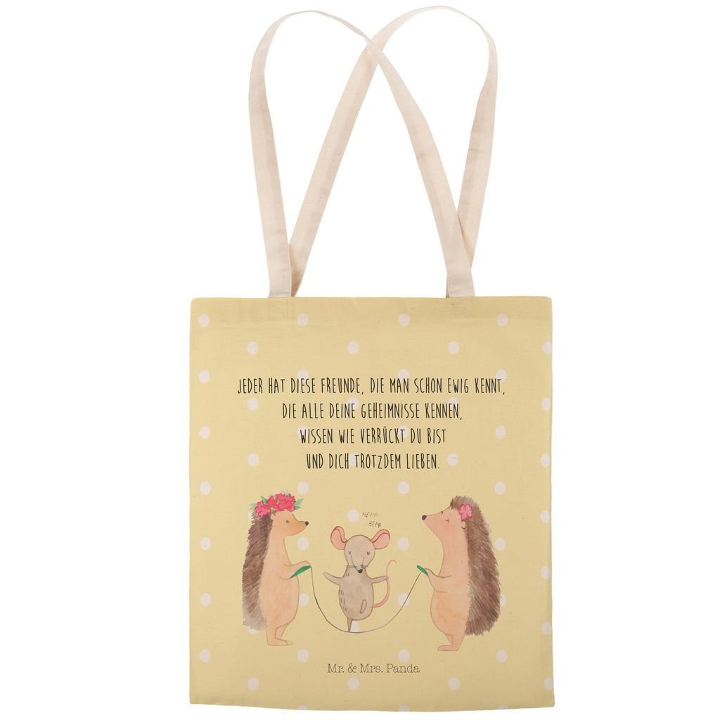 Einkaufstasche Igel Seilhüpfen Tragetasche, Tasche, Beutel, Stofftasche, Baumwolltasche, Umhängetasche, Shopper, Tiermotive, Gute Laune, lustige Sprüche, Tiere, Igel, Maus, Seilspringen, Seilhüpfen, Kinder, Kindergarten