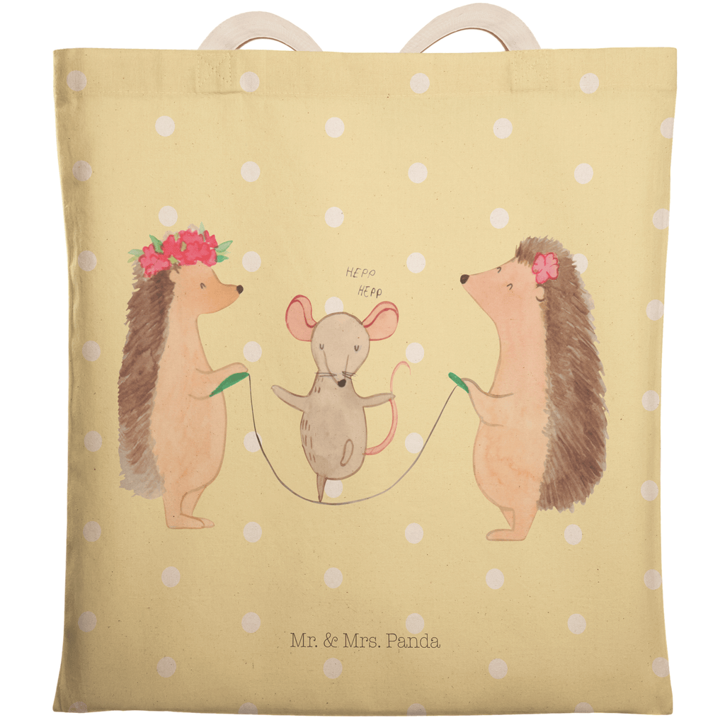 Einkaufstasche Igel Seilhüpfen Tragetasche, Tasche, Beutel, Stofftasche, Baumwolltasche, Umhängetasche, Shopper, Tiermotive, Gute Laune, lustige Sprüche, Tiere, Igel, Maus, Seilspringen, Seilhüpfen, Kinder, Kindergarten