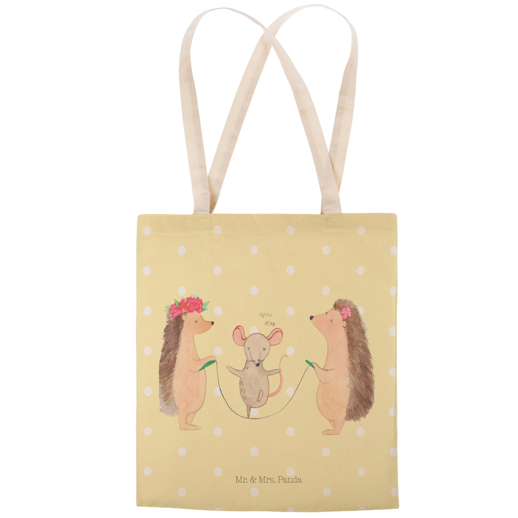 Einkaufstasche Igel Seilhüpfen Tragetasche, Tasche, Beutel, Stofftasche, Baumwolltasche, Umhängetasche, Shopper, Tiermotive, Gute Laune, lustige Sprüche, Tiere, Igel, Maus, Seilspringen, Seilhüpfen, Kinder, Kindergarten