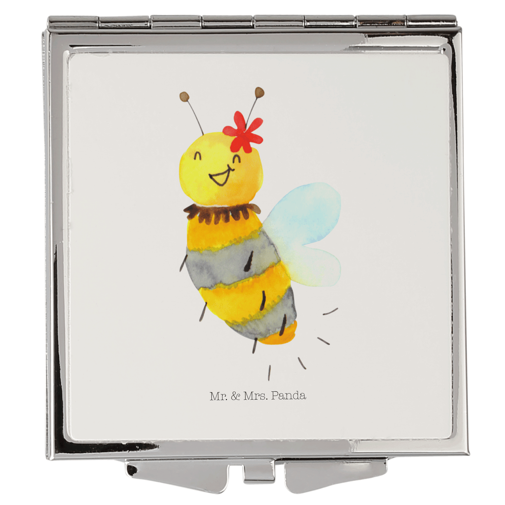 Handtaschenspiegel quadratisch Biene Blume Spiegel, Handtasche, Quadrat, silber, schminken, Schminkspiegel, Biene, Wespe, Hummel