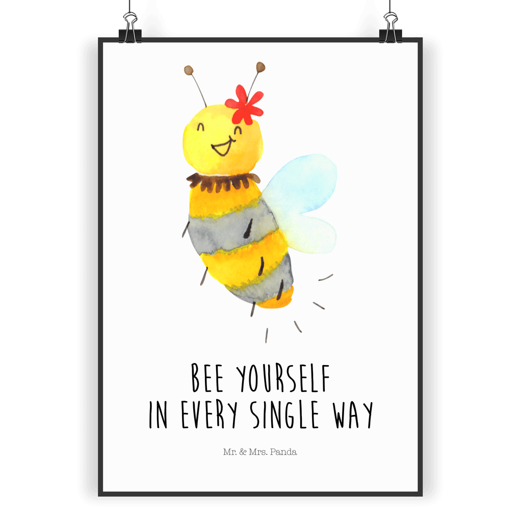 Poster Biene Blume Poster, Wandposter, Bild, Wanddeko, Küchenposter, Kinderposter, Wanddeko Bild, Raumdekoration, Wanddekoration, Handgemaltes Poster, Mr. & Mrs. Panda Poster, Designposter, Kunstdruck, Posterdruck, Biene, Wespe, Hummel