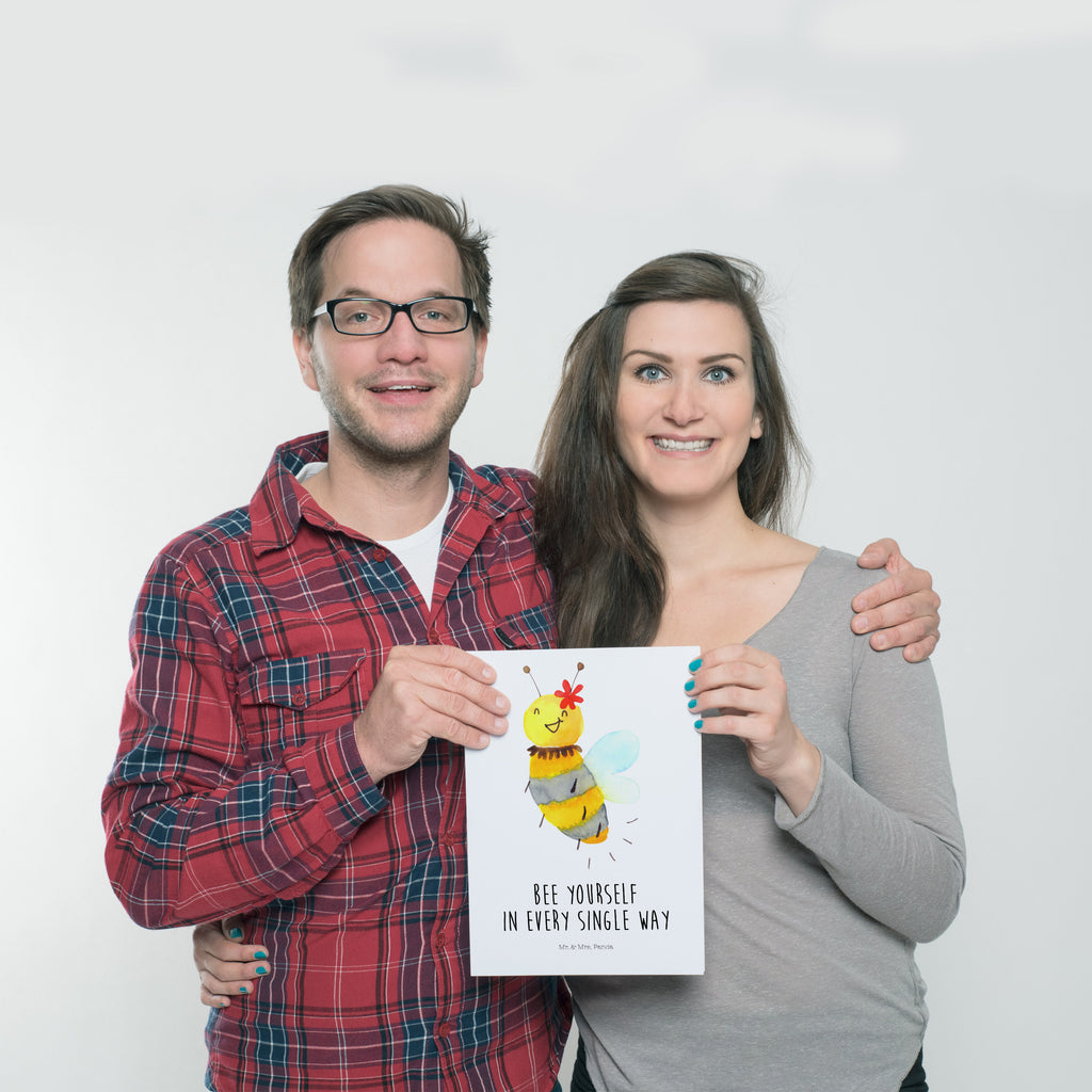 Poster Biene Blume Poster, Wandposter, Bild, Wanddeko, Küchenposter, Kinderposter, Wanddeko Bild, Raumdekoration, Wanddekoration, Handgemaltes Poster, Mr. & Mrs. Panda Poster, Designposter, Kunstdruck, Posterdruck, Biene, Wespe, Hummel