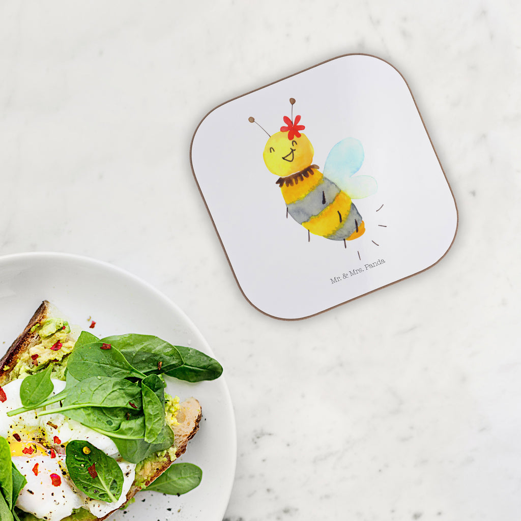 Quadratische Untersetzer Biene Blume Bierdeckel, Glasuntersetzer, Untersetzer Gläser, Getränkeuntersetzer, Biene, Wespe, Hummel