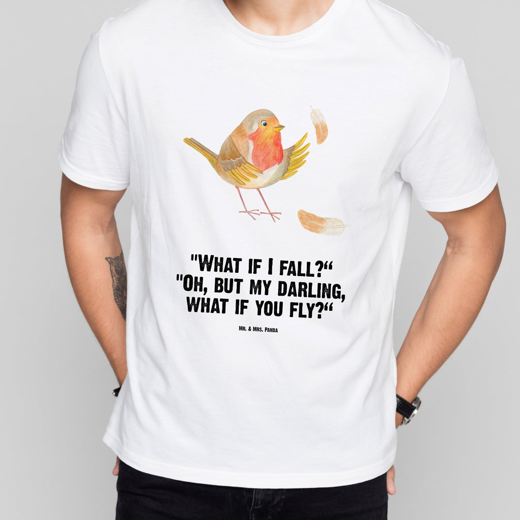 Größe M T-Shirt Rotkehlchen mit Federn T-Shirt, Shirt, Tshirt, Lustiges T-Shirt, T-Shirt mit Spruch, Party, Junggesellenabschied, Jubiläum, Geburstag, Herrn, Damen, Männer, Frauen, Schlafshirt, Nachthemd, Sprüche, Tiermotive, Gute Laune, lustige Sprüche, Tiere, What if i fall, Rotkehlchen, Spruch Motivation, Spruch Mut, Vogel, Motivation Sprüche, Motivationsbilder, fliegen