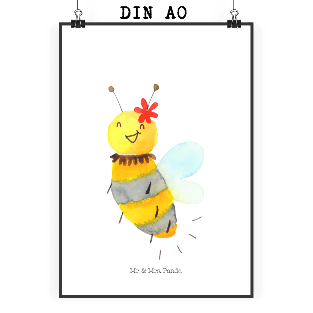 Poster Biene Blume Poster, Wandposter, Bild, Wanddeko, Küchenposter, Kinderposter, Wanddeko Bild, Raumdekoration, Wanddekoration, Handgemaltes Poster, Mr. & Mrs. Panda Poster, Designposter, Kunstdruck, Posterdruck, Biene, Wespe, Hummel