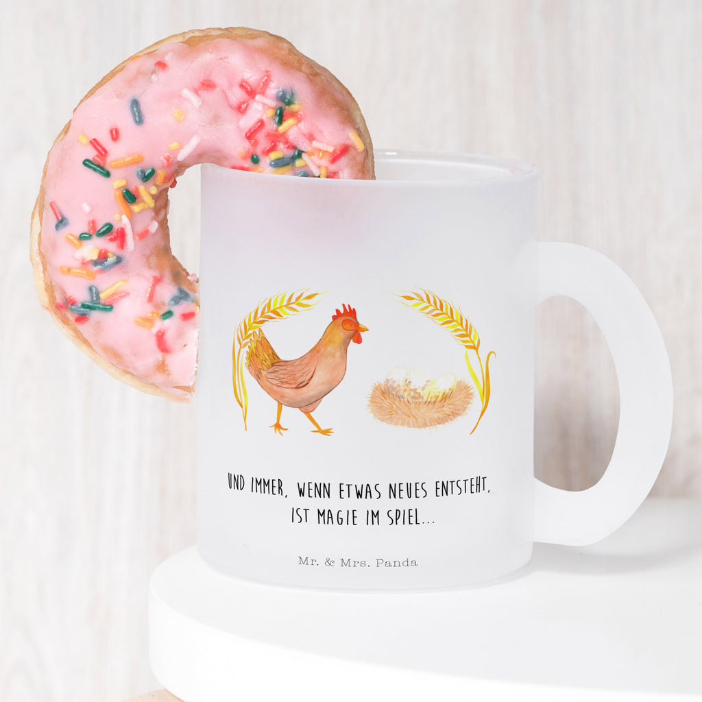 Teetasse Huhn stolz Teetasse, Teeglas, Teebecher, Tasse mit Henkel, Tasse, Glas Teetasse, Teetasse aus Glas, Bauernhof, Hoftiere, Landwirt, Landwirtin, Hahn, Henne, Hühner, Eier, Hof, Landleben, Motivation, Geburt, Magie, Spruch, Schwangerschaft