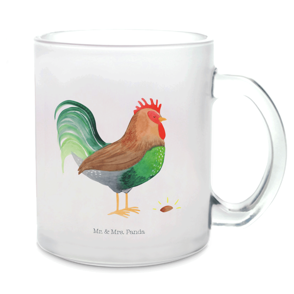 Teetasse Hahn mit Korn Teetasse, Teeglas, Teebecher, Tasse mit Henkel, Tasse, Glas Teetasse, Teetasse aus Glas, Bauernhof, Hoftiere, Landwirt, Landwirtin, Hahn, Korn, Henne, Eier, Natur