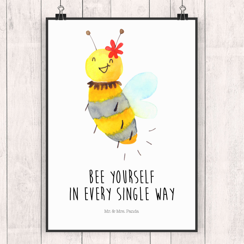Poster Biene Blume Poster, Wandposter, Bild, Wanddeko, Küchenposter, Kinderposter, Wanddeko Bild, Raumdekoration, Wanddekoration, Handgemaltes Poster, Mr. & Mrs. Panda Poster, Designposter, Kunstdruck, Posterdruck, Biene, Wespe, Hummel