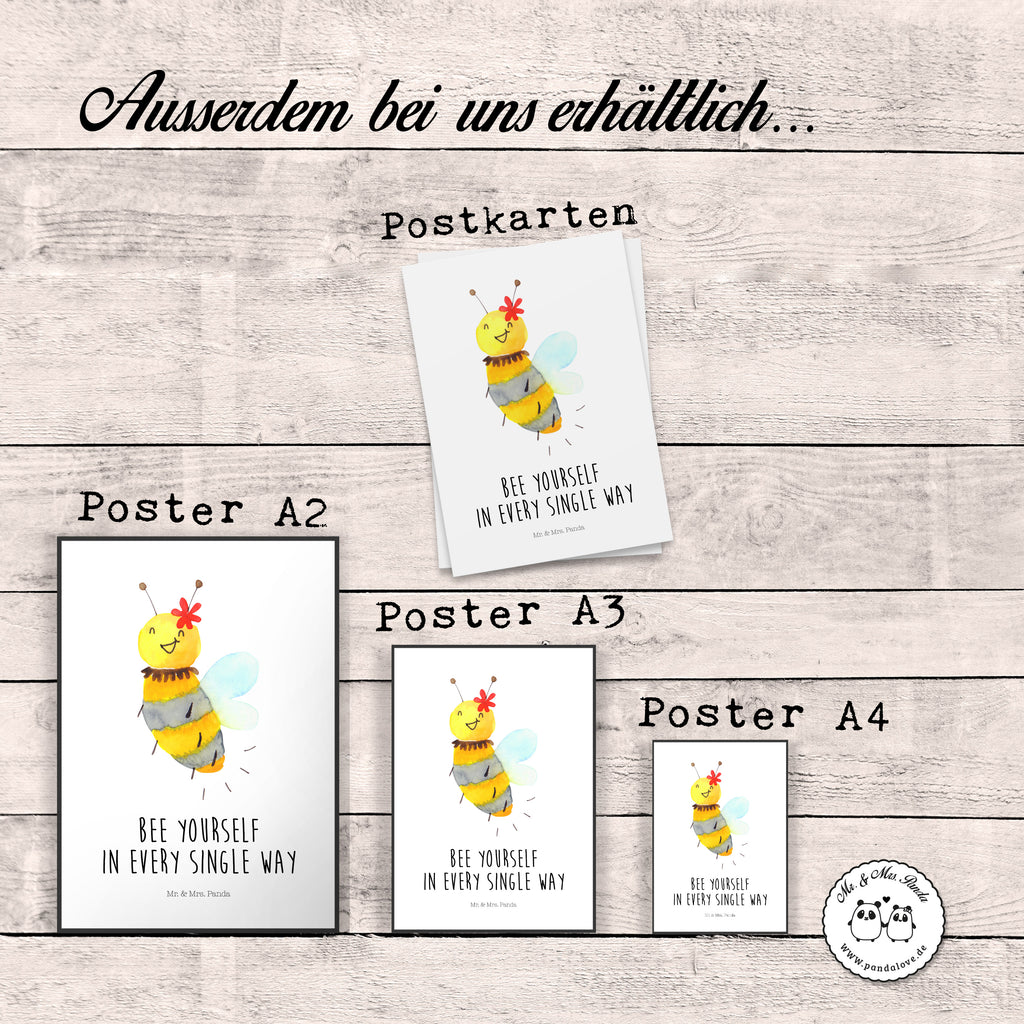 Poster Biene Blume Poster, Wandposter, Bild, Wanddeko, Küchenposter, Kinderposter, Wanddeko Bild, Raumdekoration, Wanddekoration, Handgemaltes Poster, Mr. & Mrs. Panda Poster, Designposter, Kunstdruck, Posterdruck, Biene, Wespe, Hummel