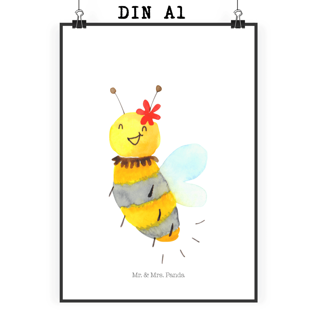 Poster Biene Blume Poster, Wandposter, Bild, Wanddeko, Küchenposter, Kinderposter, Wanddeko Bild, Raumdekoration, Wanddekoration, Handgemaltes Poster, Mr. & Mrs. Panda Poster, Designposter, Kunstdruck, Posterdruck, Biene, Wespe, Hummel