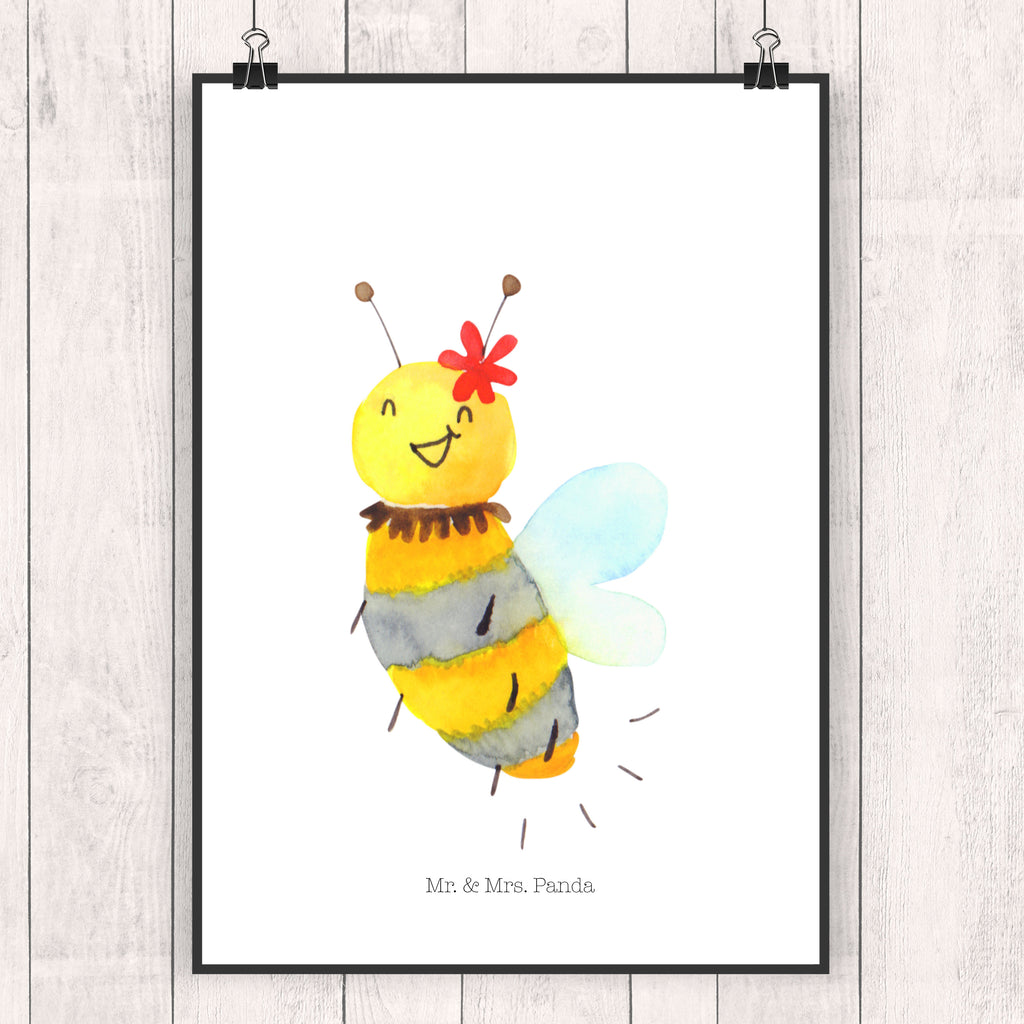 Poster Biene Blume Poster, Wandposter, Bild, Wanddeko, Küchenposter, Kinderposter, Wanddeko Bild, Raumdekoration, Wanddekoration, Handgemaltes Poster, Mr. & Mrs. Panda Poster, Designposter, Kunstdruck, Posterdruck, Biene, Wespe, Hummel