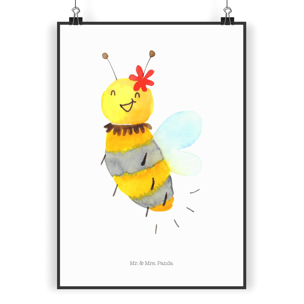 Poster Biene Blume Poster, Wandposter, Bild, Wanddeko, Küchenposter, Kinderposter, Wanddeko Bild, Raumdekoration, Wanddekoration, Handgemaltes Poster, Mr. & Mrs. Panda Poster, Designposter, Kunstdruck, Posterdruck, Biene, Wespe, Hummel