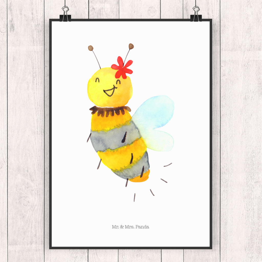 Poster Biene Blume Poster, Wandposter, Bild, Wanddeko, Küchenposter, Kinderposter, Wanddeko Bild, Raumdekoration, Wanddekoration, Handgemaltes Poster, Mr. & Mrs. Panda Poster, Designposter, Kunstdruck, Posterdruck, Biene, Wespe, Hummel