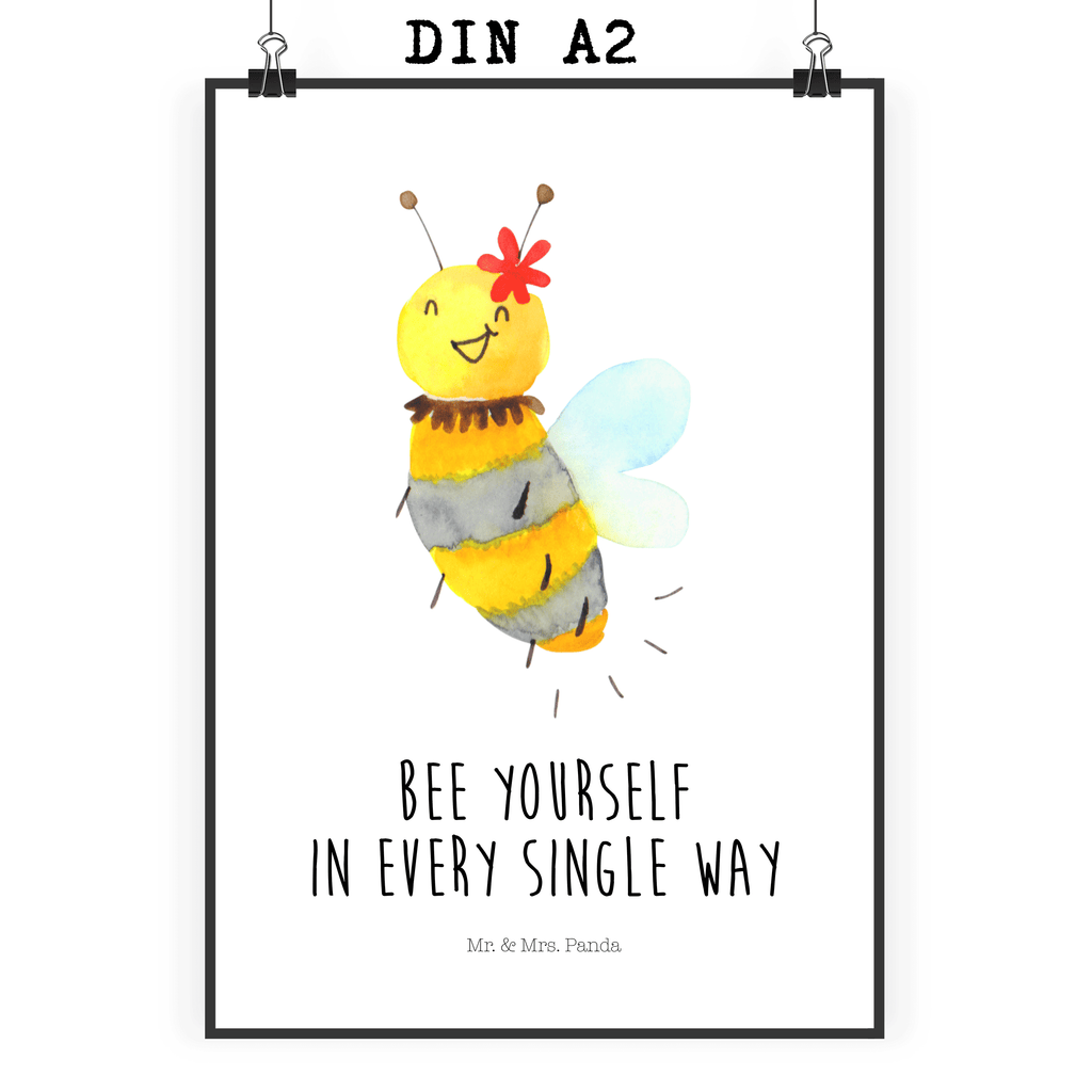 Poster Biene Blume Poster, Wandposter, Bild, Wanddeko, Küchenposter, Kinderposter, Wanddeko Bild, Raumdekoration, Wanddekoration, Handgemaltes Poster, Mr. & Mrs. Panda Poster, Designposter, Kunstdruck, Posterdruck, Biene, Wespe, Hummel