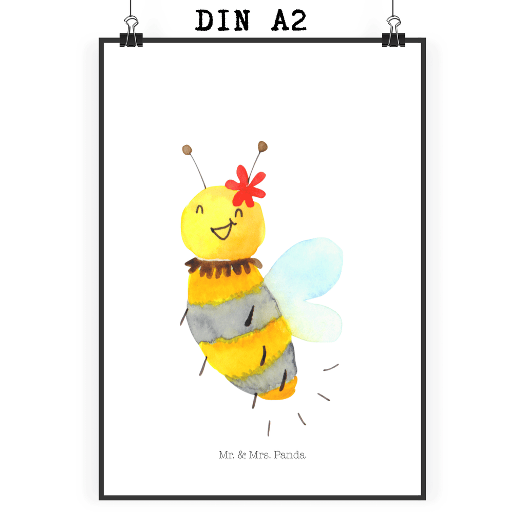 Poster Biene Blume Poster, Wandposter, Bild, Wanddeko, Küchenposter, Kinderposter, Wanddeko Bild, Raumdekoration, Wanddekoration, Handgemaltes Poster, Mr. & Mrs. Panda Poster, Designposter, Kunstdruck, Posterdruck, Biene, Wespe, Hummel