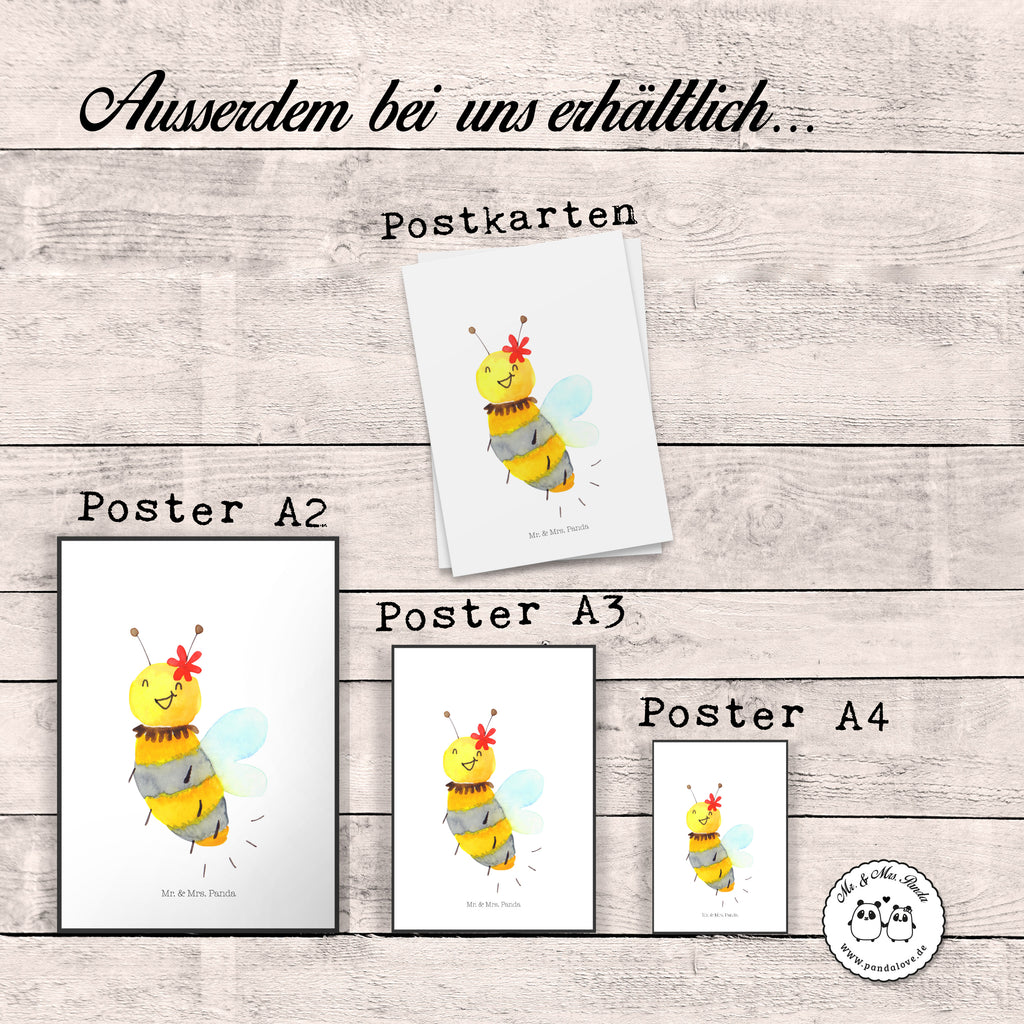 Poster Biene Blume Poster, Wandposter, Bild, Wanddeko, Küchenposter, Kinderposter, Wanddeko Bild, Raumdekoration, Wanddekoration, Handgemaltes Poster, Mr. & Mrs. Panda Poster, Designposter, Kunstdruck, Posterdruck, Biene, Wespe, Hummel