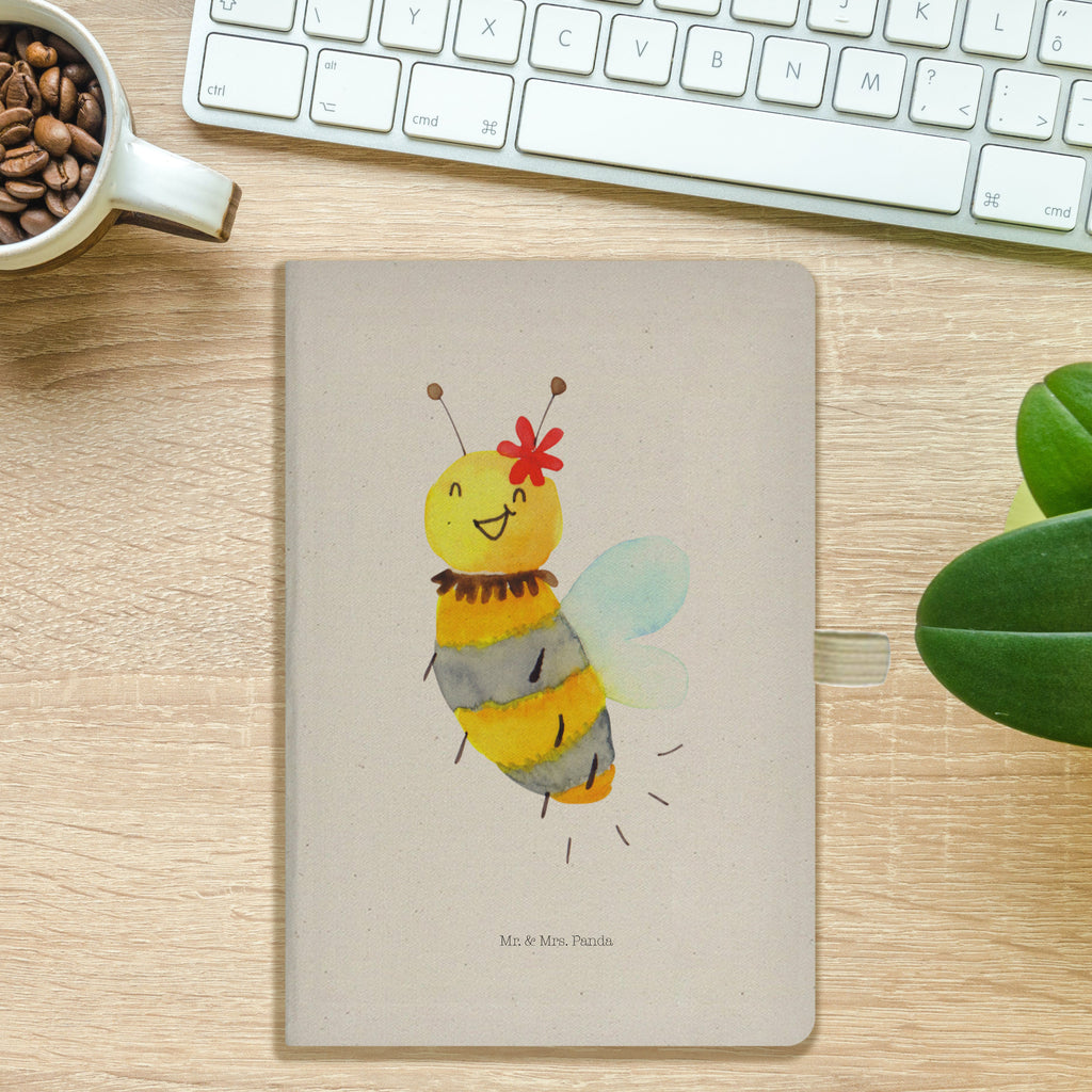 DIN A5 Baumwoll Notizbuch Biene Blume Notizen, Eintragebuch, Tagebuch, Notizblock, Adressbuch, Journal, Kladde, Skizzenbuch, Notizheft, Schreibbuch, Schreibheft, Biene, Wespe, Hummel
