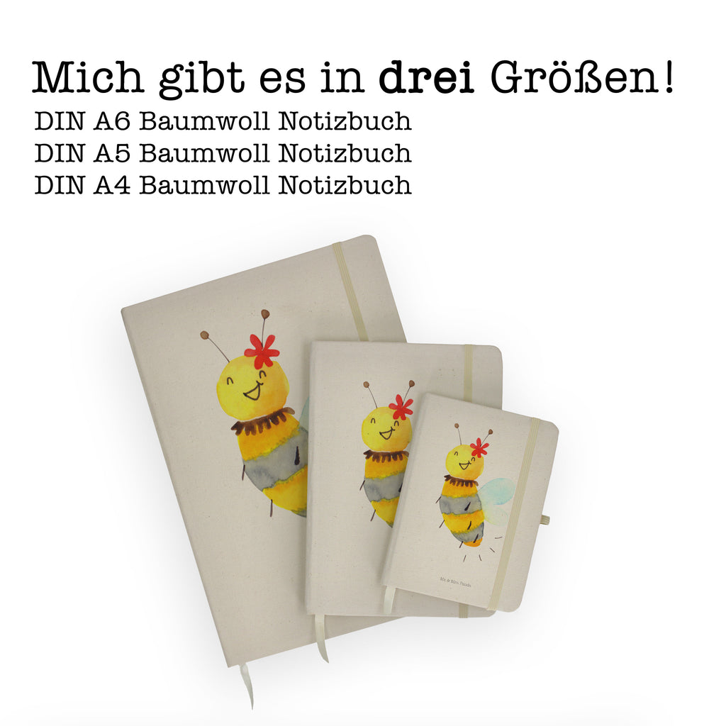 DIN A5 Baumwoll Notizbuch Biene Blume Notizen, Eintragebuch, Tagebuch, Notizblock, Adressbuch, Journal, Kladde, Skizzenbuch, Notizheft, Schreibbuch, Schreibheft, Biene, Wespe, Hummel