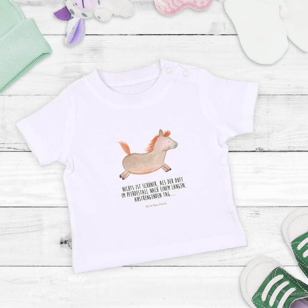 Organic Baby Shirt Pferd springt Baby T-Shirt, Jungen Baby T-Shirt, Mädchen Baby T-Shirt, Shirt, Bauernhof, Hoftiere, Landwirt, Landwirtin, Pferd, Pony, Pferde, Stall, Pferdestall, ausreiten, reiten, Pferdebesitzer
