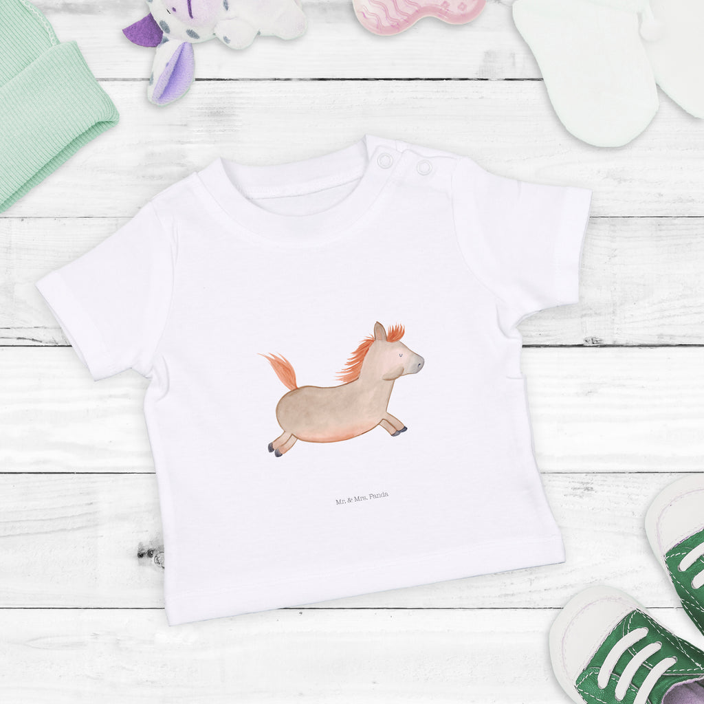 Organic Baby Shirt Pferd springt Baby T-Shirt, Jungen Baby T-Shirt, Mädchen Baby T-Shirt, Shirt, Bauernhof, Hoftiere, Landwirt, Landwirtin, Pferd, Pony, Pferde, Stall, Pferdestall, ausreiten, reiten, Pferdebesitzer