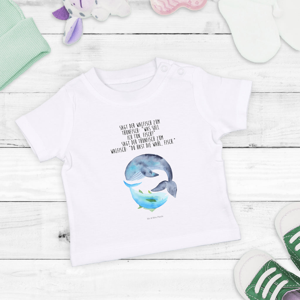 Organic Baby Shirt Walfisch & Thunfisch Baby T-Shirt, Jungen Baby T-Shirt, Mädchen Baby T-Shirt, Shirt, Tiermotive, Gute Laune, lustige Sprüche, Tiere, Wal, Wahl, Tunfisch, Wortwitz lustig, Spruch lustig, Flachwitz, Witz, Spruch des Tages, Flachwitz Geschenk