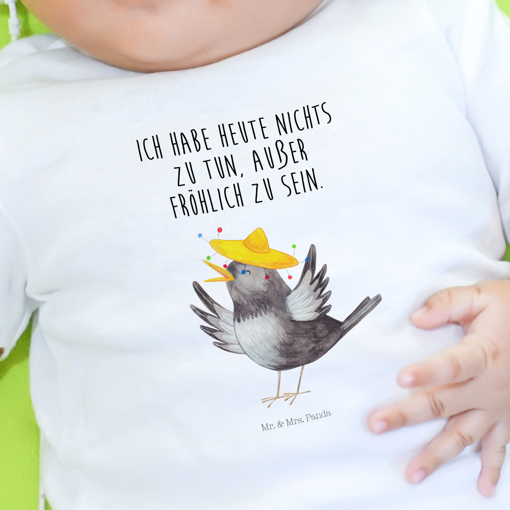 Organic Baby Shirt Rabe mit Sombrero Baby T-Shirt, Jungen Baby T-Shirt, Mädchen Baby T-Shirt, Shirt, Tiermotive, Gute Laune, lustige Sprüche, Tiere, Rabe, Vogel, Vögel, Spruch positiv, fröhlich sein, glücklich sein, Glück Spruch, froh, Elster, Motivation
