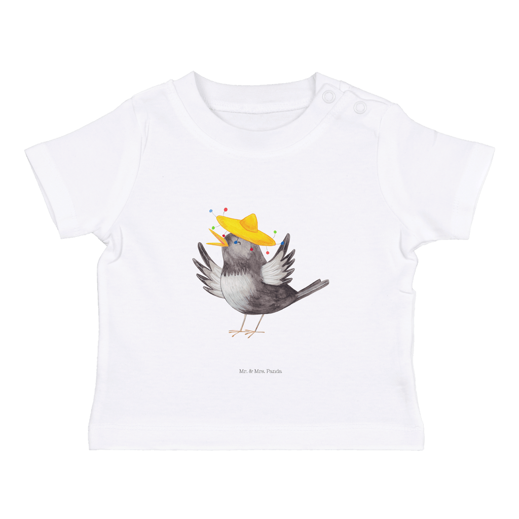 Organic Baby Shirt Rabe mit Sombrero Baby T-Shirt, Jungen Baby T-Shirt, Mädchen Baby T-Shirt, Shirt, Tiermotive, Gute Laune, lustige Sprüche, Tiere, Rabe, Vogel, Vögel, Spruch positiv, fröhlich sein, glücklich sein, Glück Spruch, froh, Elster, Motivation