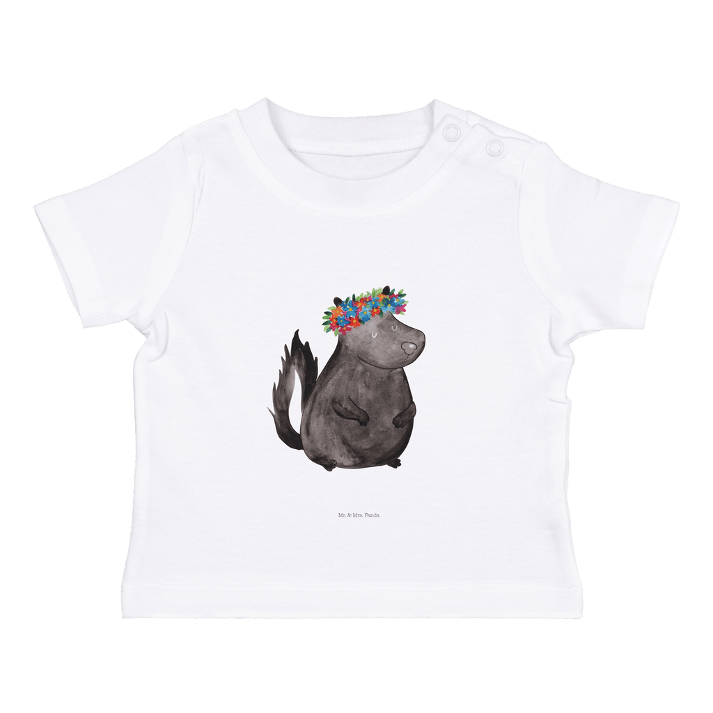 Organic Baby Shirt Stinktier Blumenmaedchen Baby T-Shirt, Jungen Baby T-Shirt, Mädchen Baby T-Shirt, Shirt, Stinktier, Skunk, Wildtier, Raubtier, Stinker, Stinki, Yoga, Namaste, Lebe, Liebe, Lache