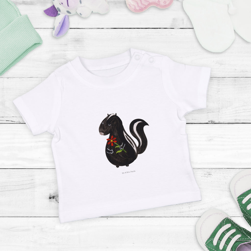 Organic Baby Shirt Stinktier Blume Baby T-Shirt, Jungen Baby T-Shirt, Mädchen Baby T-Shirt, Shirt, Stinktier, Skunk, Wildtier, Raubtier, Stinker, Stinki, Tagträumer, verträumt, Dreams, Träume
