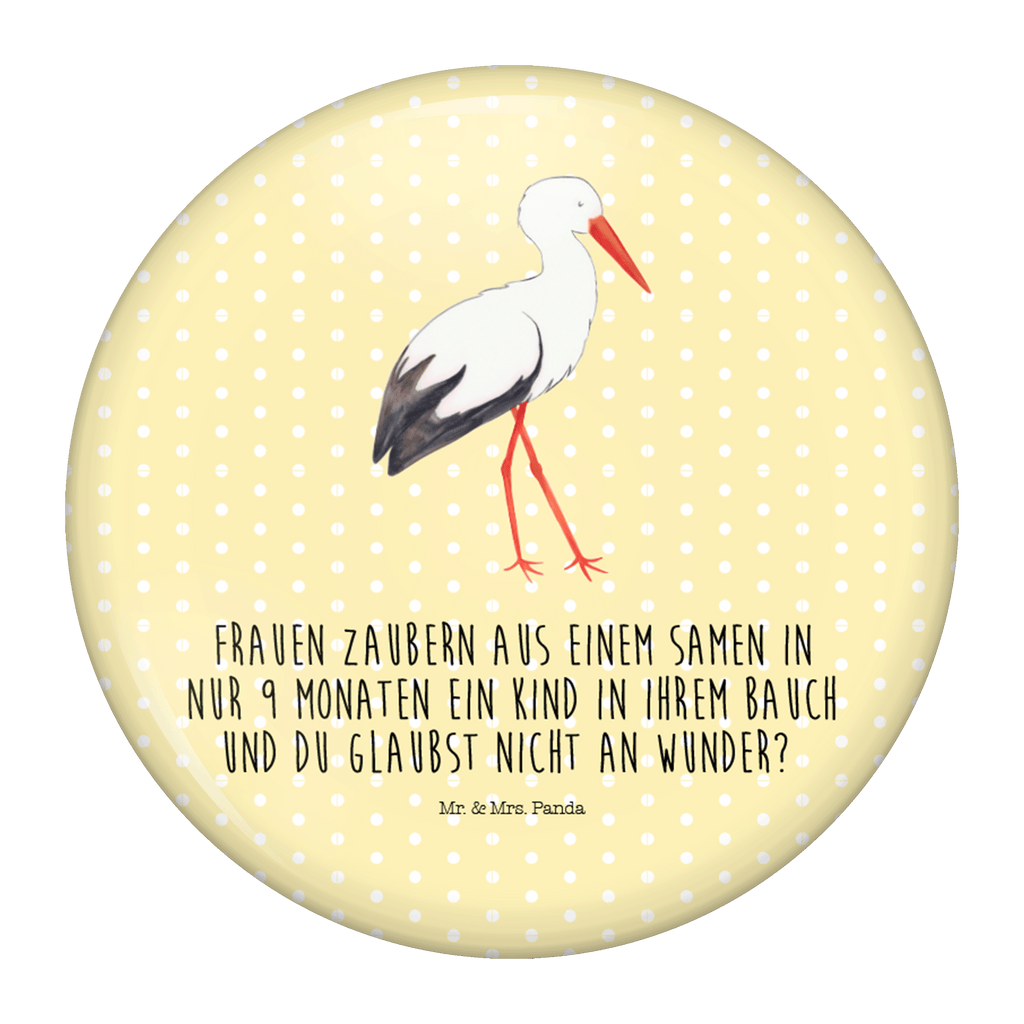 50mm Button Storch 50mm Button, Button, Pin, Anstecknadel, Tiermotive, Gute Laune, lustige Sprüche, Tiere, Storch, Störche, Schwangerschaft, Geburt, Mutter, Mütter, Mutter werden, Schwanger, Babybauch, Baby