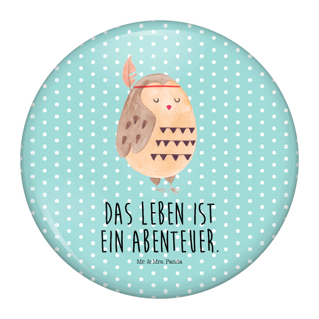 50mm Button Eule Federschmuck 50mm Button, Button, Pin, Anstecknadel, Eule, Eule Deko, Owl, Das Leben ist ein Abenteuer, Reisespruch, Federschmuck, Dekoration