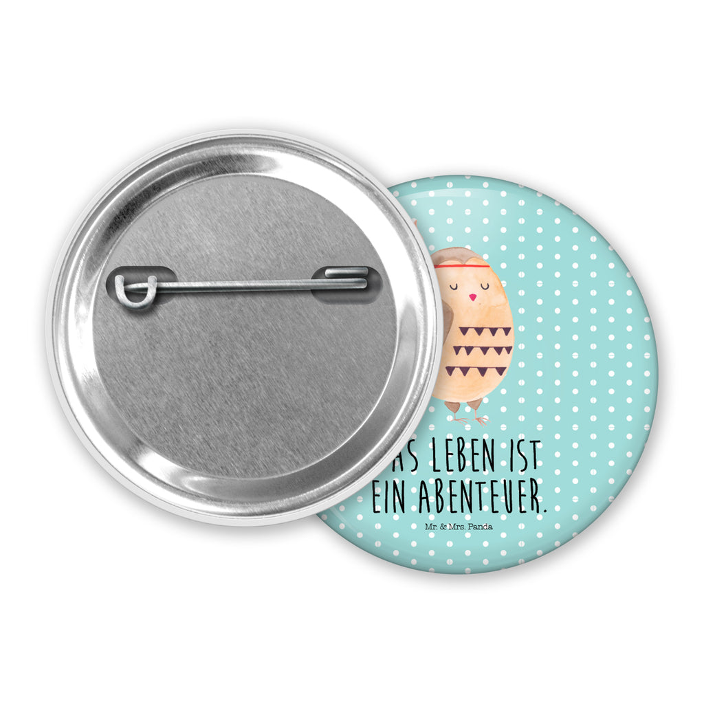 50mm Button Eule Federschmuck 50mm Button, Button, Pin, Anstecknadel, Eule, Eule Deko, Owl, Das Leben ist ein Abenteuer, Reisespruch, Federschmuck, Dekoration