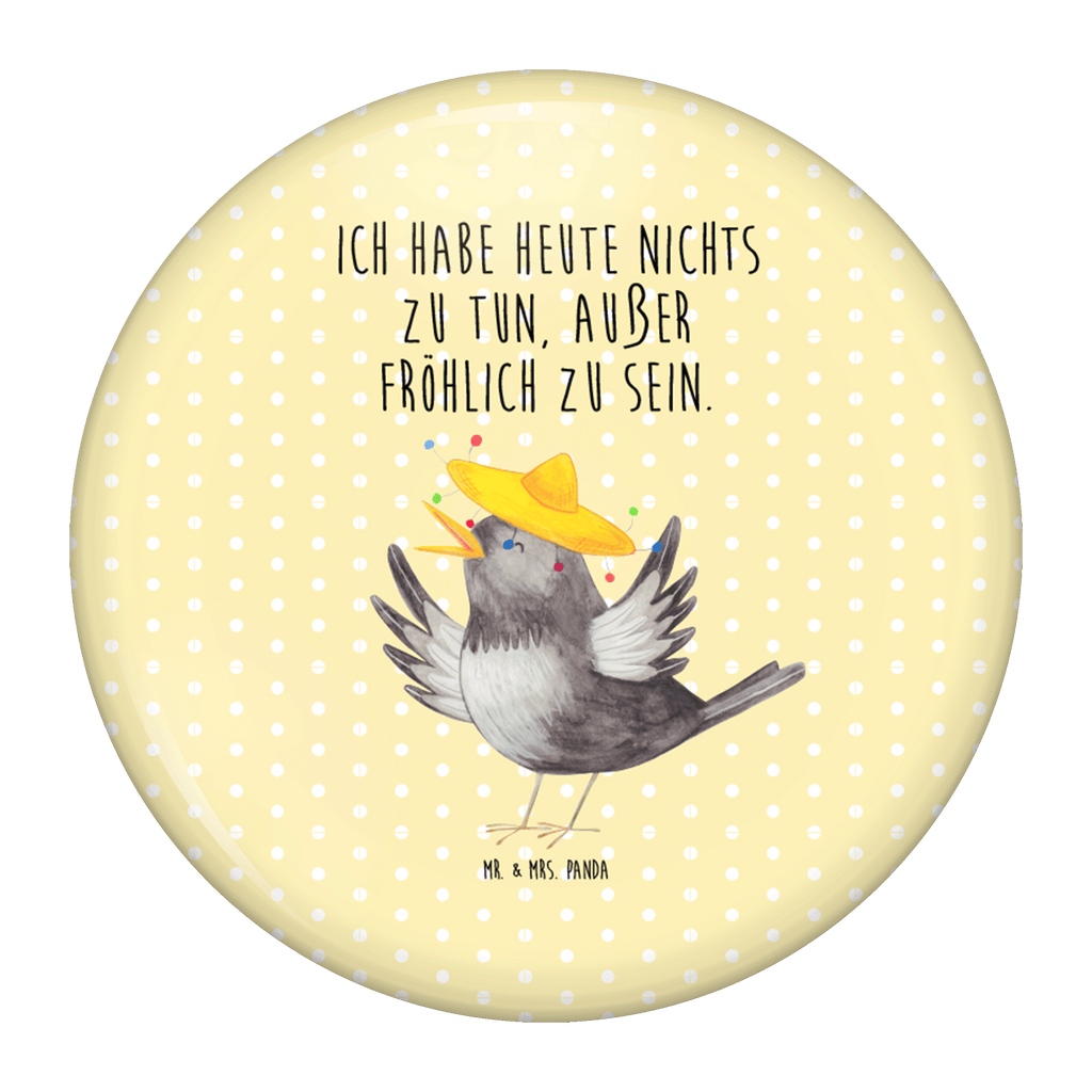 50mm Button Rabe mit Sombrero 50mm Button, Button, Pin, Anstecknadel, Tiermotive, Gute Laune, lustige Sprüche, Tiere, Rabe, Vogel, Vögel, Spruch positiv, fröhlich sein, glücklich sein, Glück Spruch, froh, Elster, Motivation